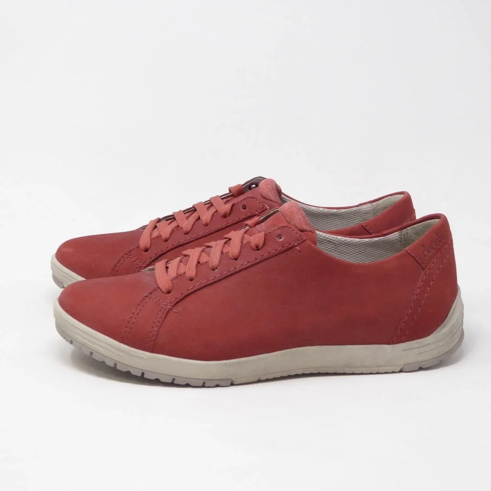 Dansko Leela Womens Sneakers Shoes Red Leather Lace Up Comfort 38 / 7.5